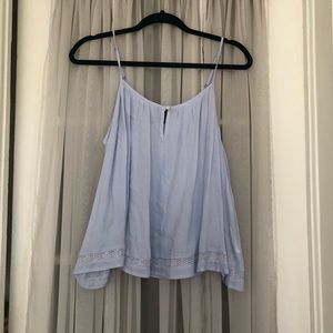 Light Blue Patterned Hem Tank